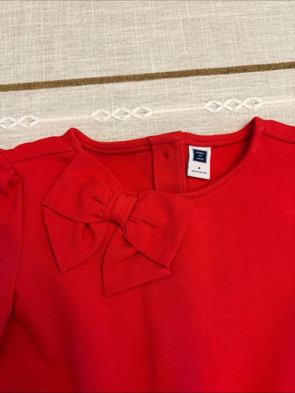 Janie and Jack Red Bow-Front Pleated Dress